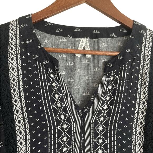 MUDD Women Top XS Black Bell Sleeve Boho Babydoll‎ Cottage Y2K Retro Girly NEW - Picture 10 of 11